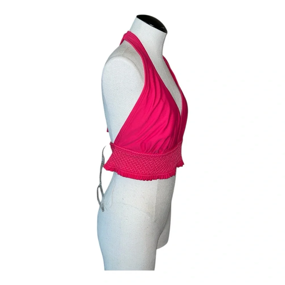 NWT Tommy Hilfiger XXL pink bikini top traingular plus size smocked back